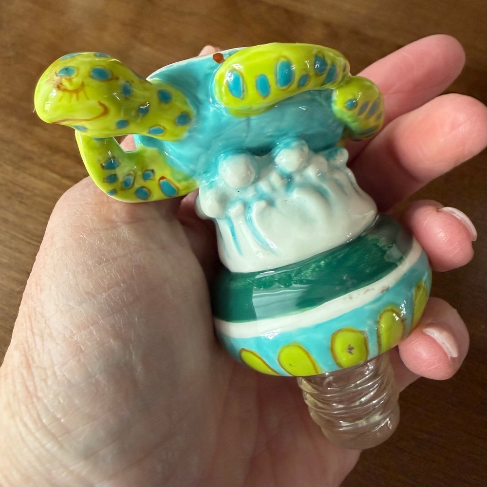 Hand Crafted Turquoise Turtle Ceramic Bottle Stopper